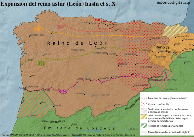 La primera expansión de los reinos cristianos: León y Pamplona